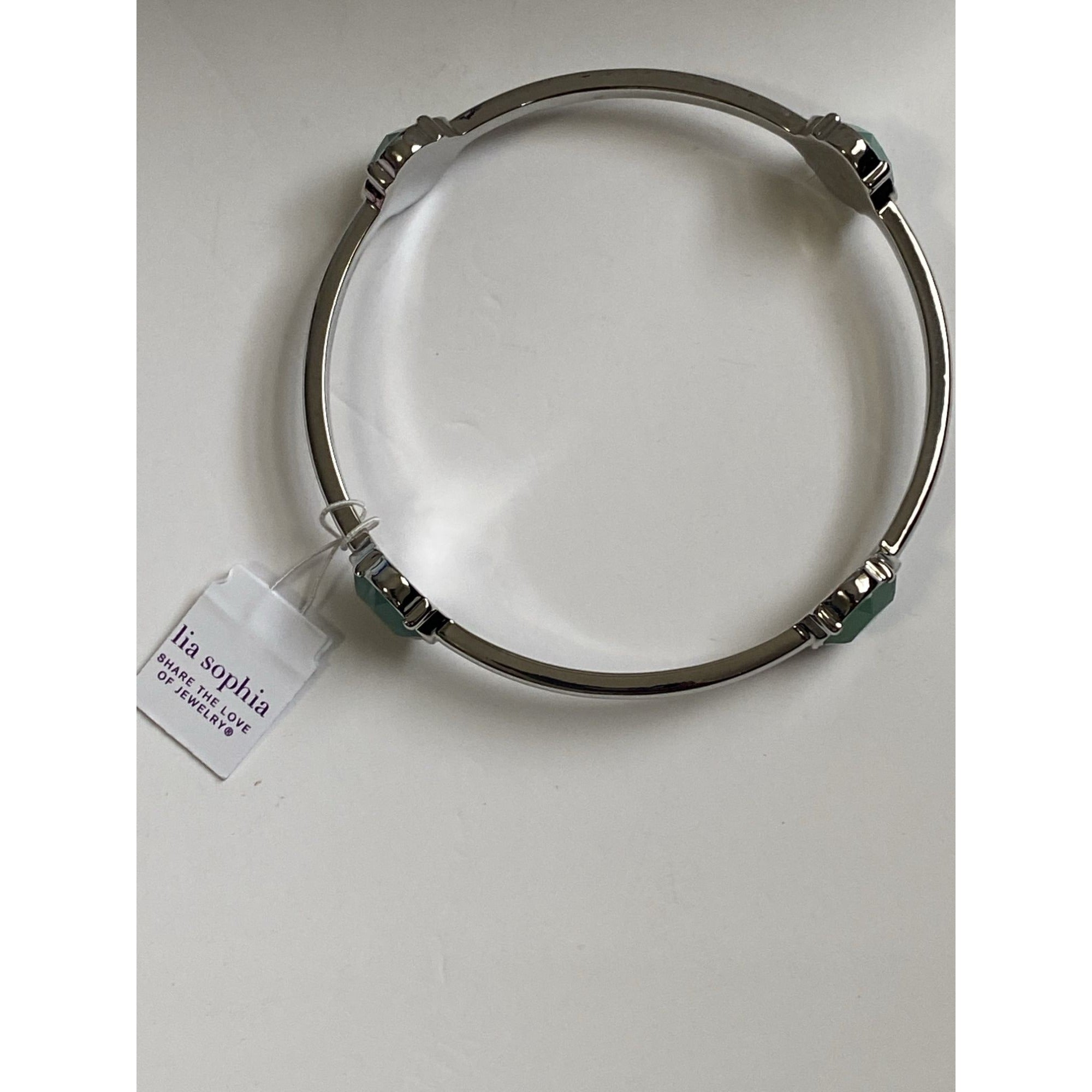 Lia Sophia Women's Dramatique Bangle Bracelet Sliver With Green Accents