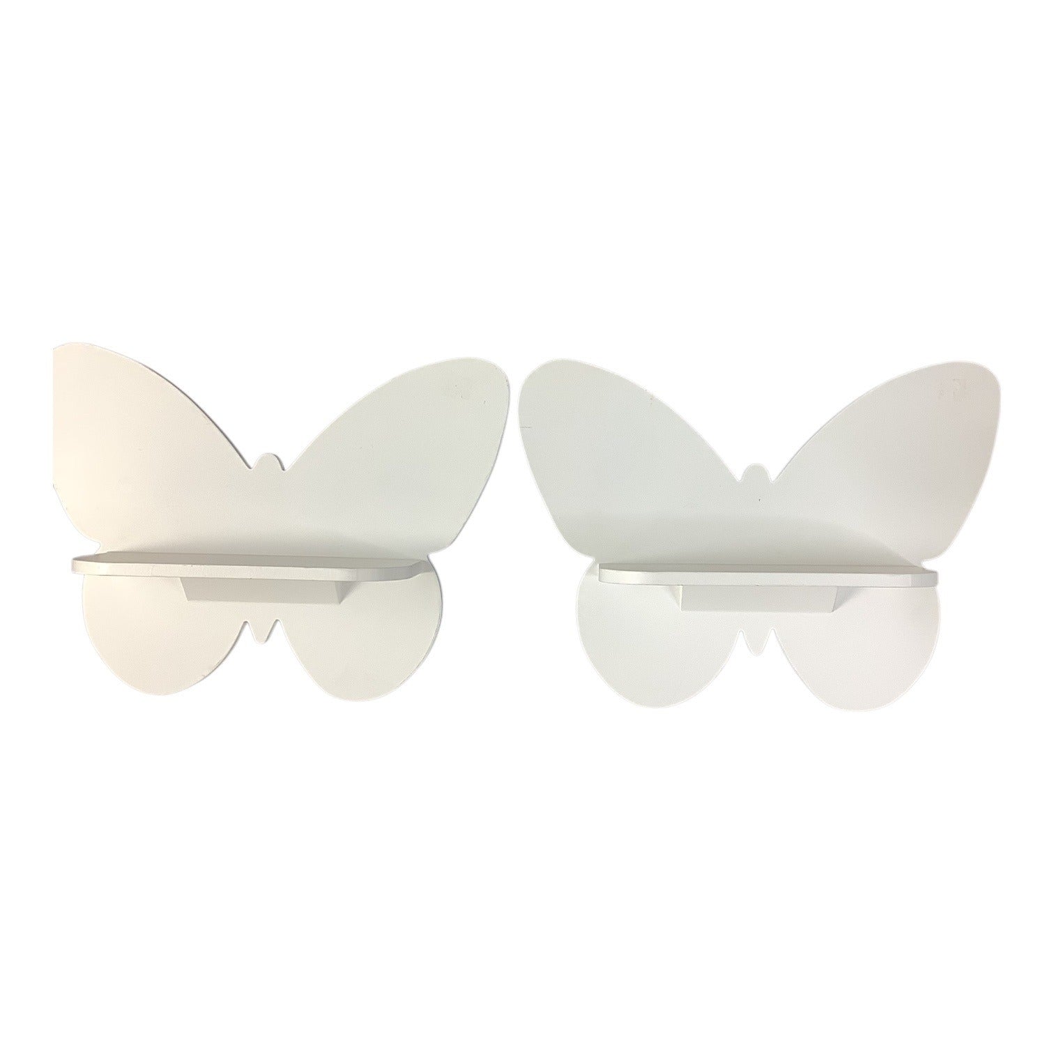 White Wooden Butterfly Wall Shelf Set Of 2 For Nursery Room Or Kids Decor Display