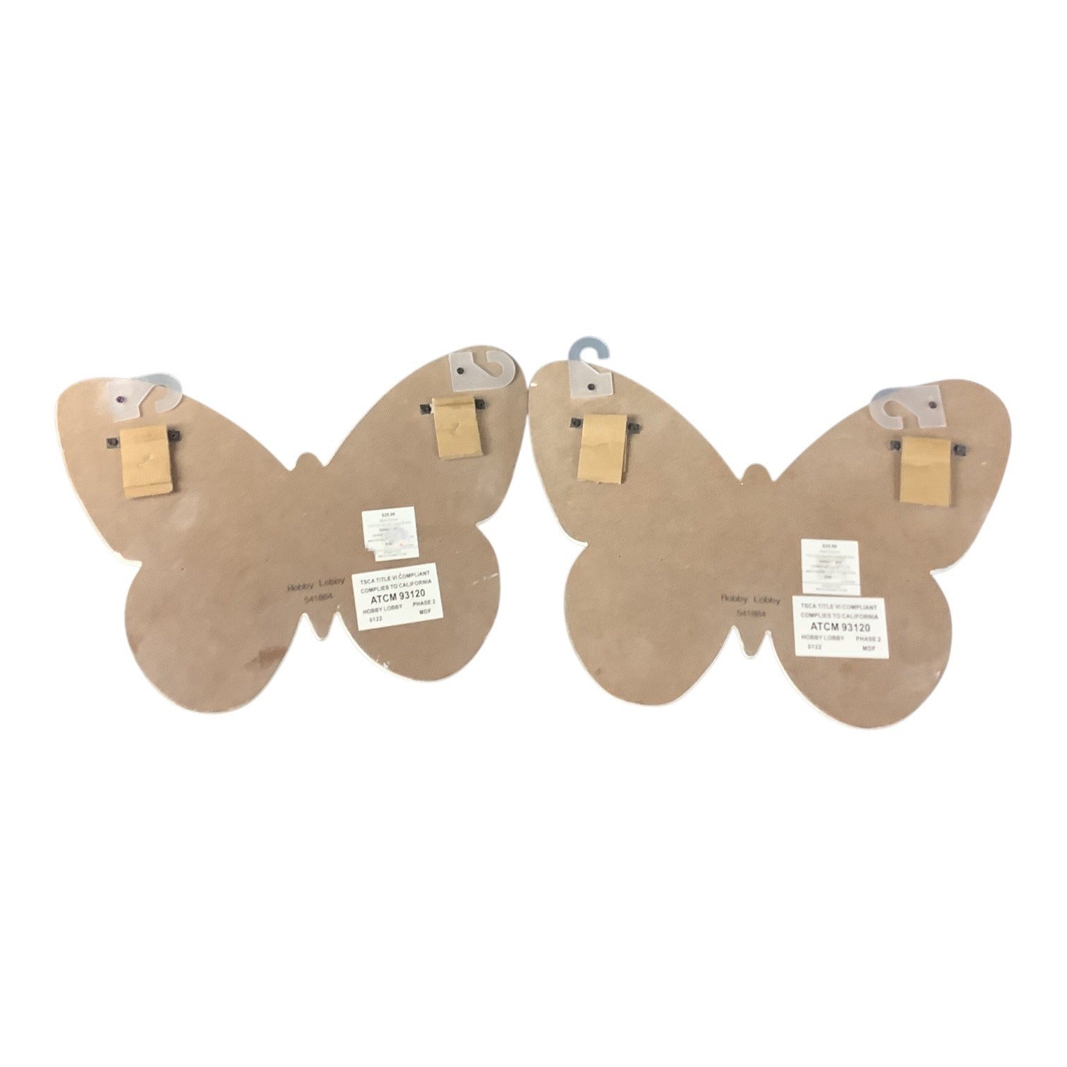 White Wooden Butterfly Wall Shelf Set Of 2 For Nursery Room Or Kids Decor Display