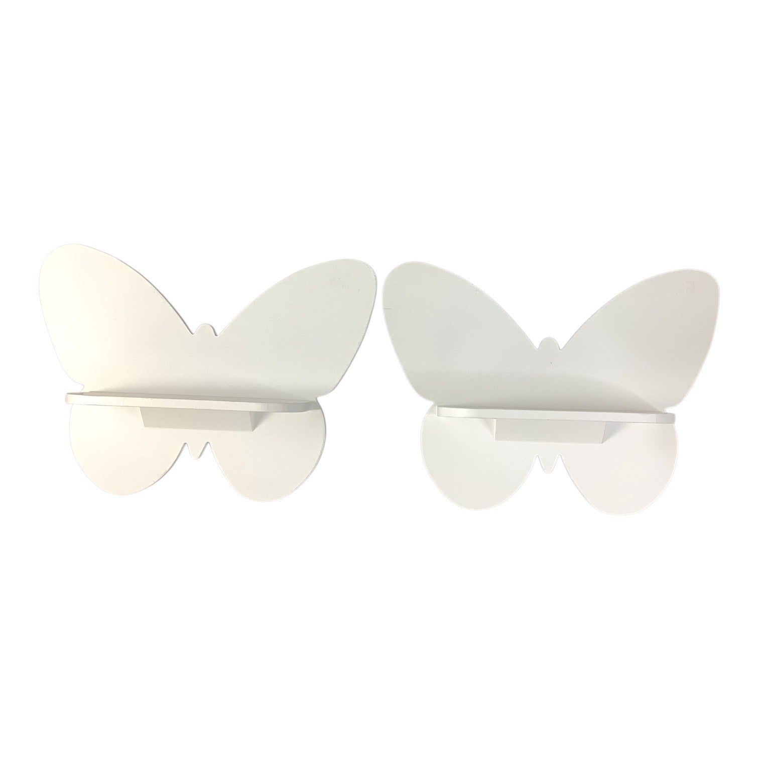 White Wooden Butterfly Wall Shelf Set Of 2 For Nursery Room Or Kids Decor Display