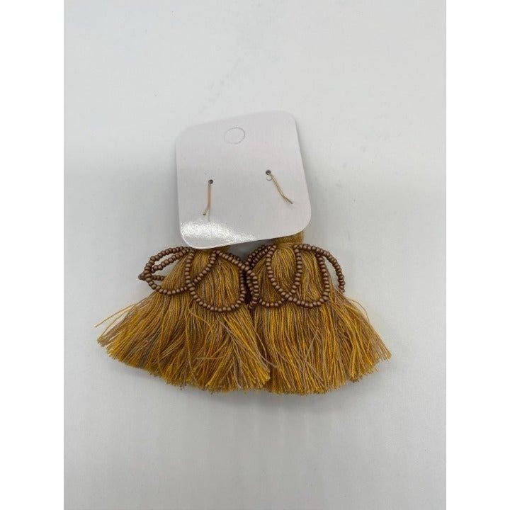 Bohemian Yellow Fringe Tassel Beaded Earrings Womens Long Dangle Drop Fashion