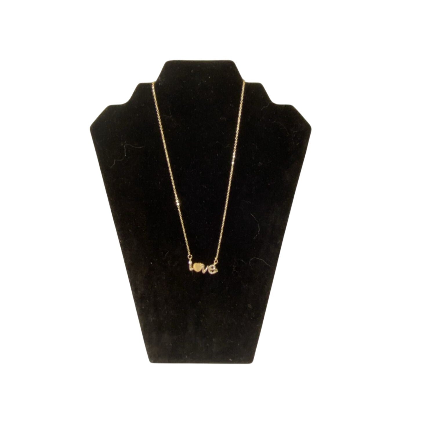 Bedazzled Love Letter Pendant Necklace Gold Tone Rhinestone & Gemstones Chain