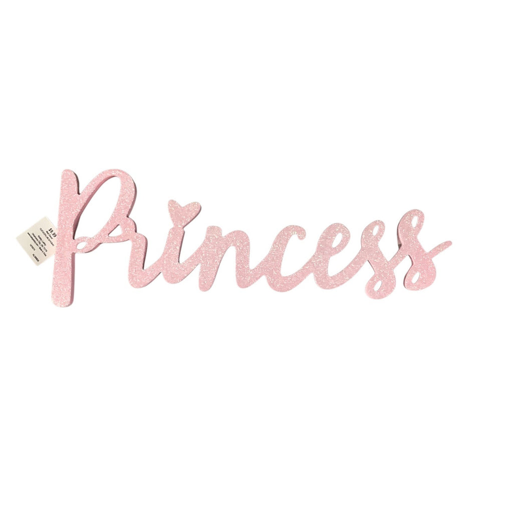 Pink Glitter Princess Wall Decor Sign Glittered Lettering For Home Girls Room Decor