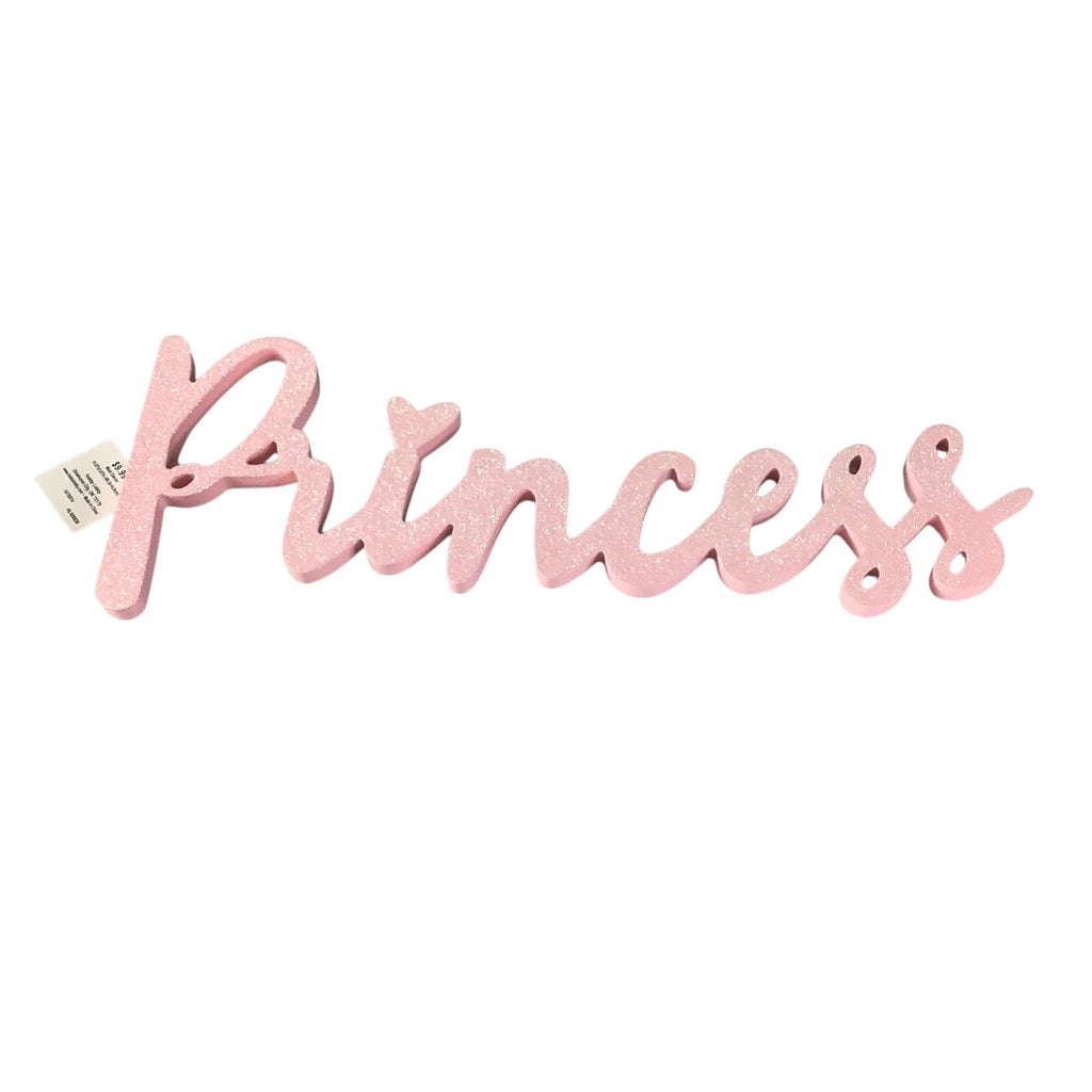 Pink Glitter Princess Wall Decor Sign Glittered Lettering For Home Girls Room Decor