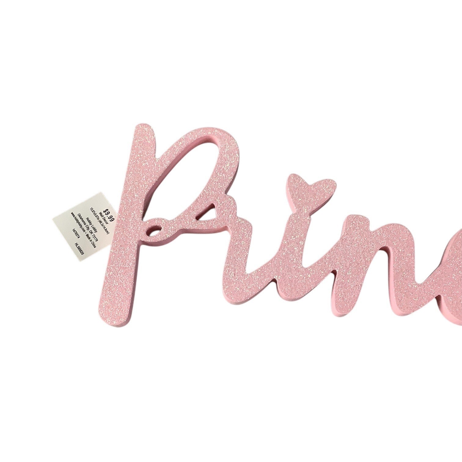 Pink Glitter Princess Wall Decor Sign Glittered Lettering For Home Girls Room Decor