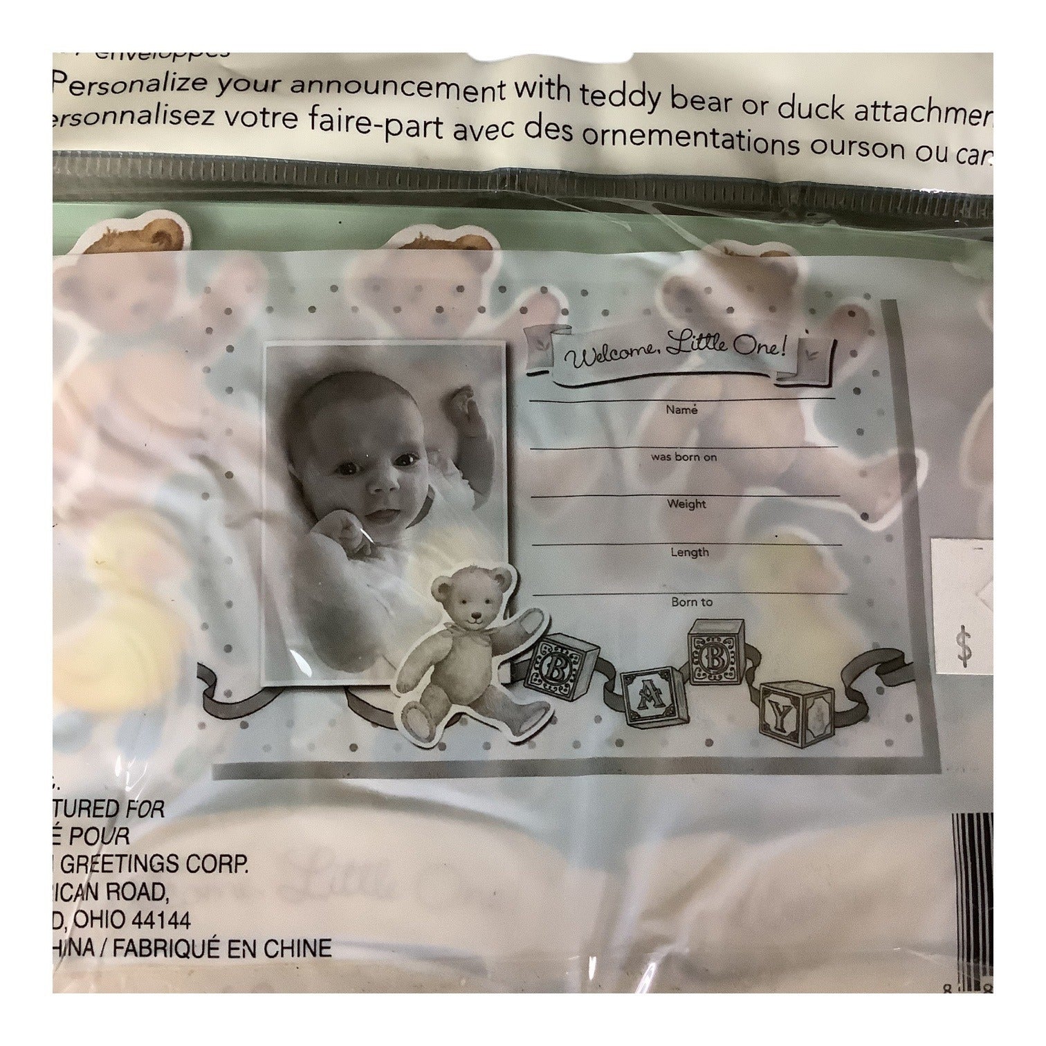 American Greetings Welcome Little One Baby Birth Announcement Kits 4 Packs