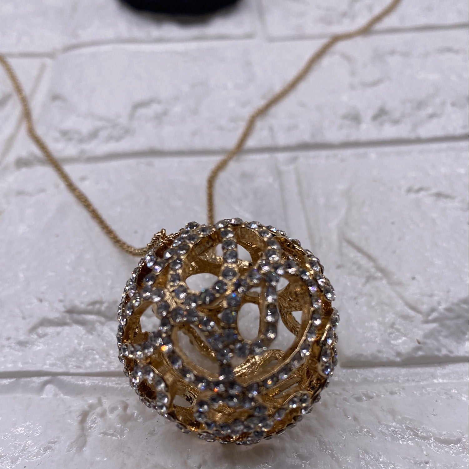 Fashion Jewelry Women’s Necklace Set Gold Plated Rhinestones Earrings & Ring