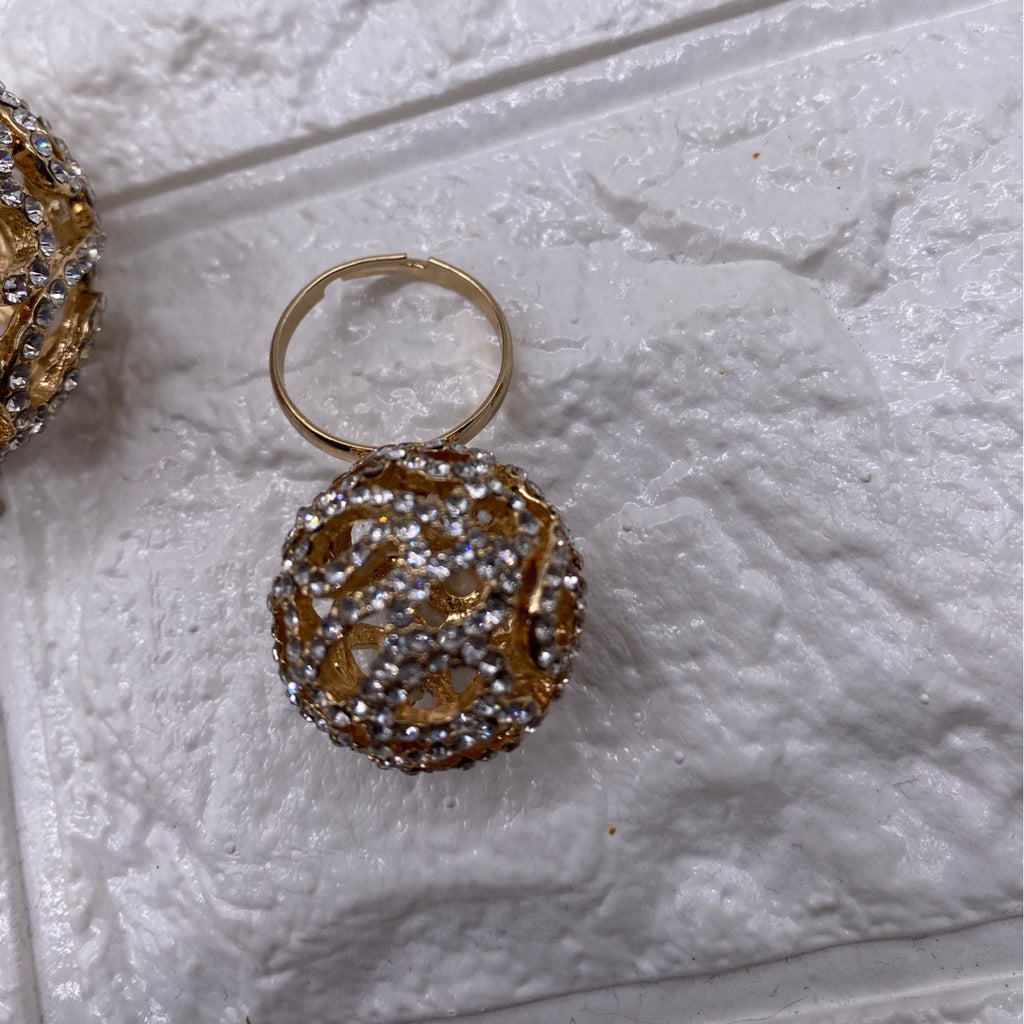 Fashion Jewelry Women’s Necklace Set Gold Plated Rhinestones Earrings & Ring