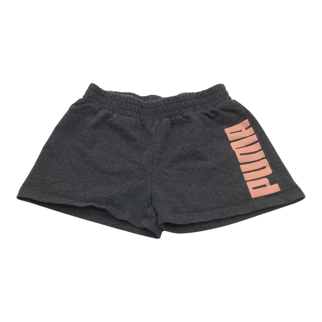 Puma Girls Athletic Shorts Size S 7/8 Charcoal Gray With Pink Logo Casual
