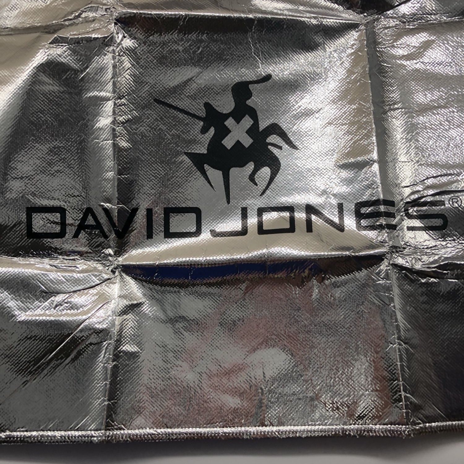 David Jones Glittering Non-Woven Tote Bag Silver Lightweight Eco-Friendly Shopping Reusable