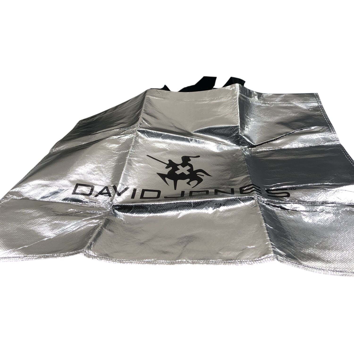 David Jones Glittering Non-Woven Tote Bag Silver Lightweight Eco-Friendly Shopping Reusable