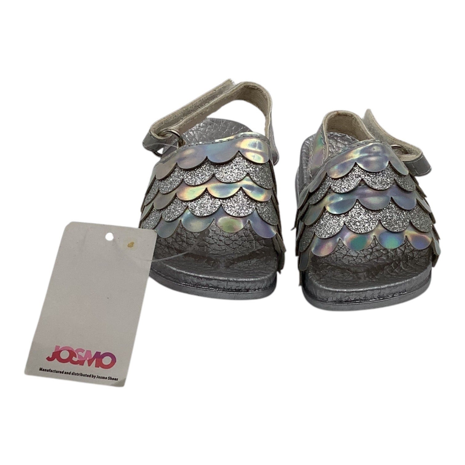 Josmo Baby Girls Silver Glitter Fish Scales Sandals Size 1 Adjustable Strap
