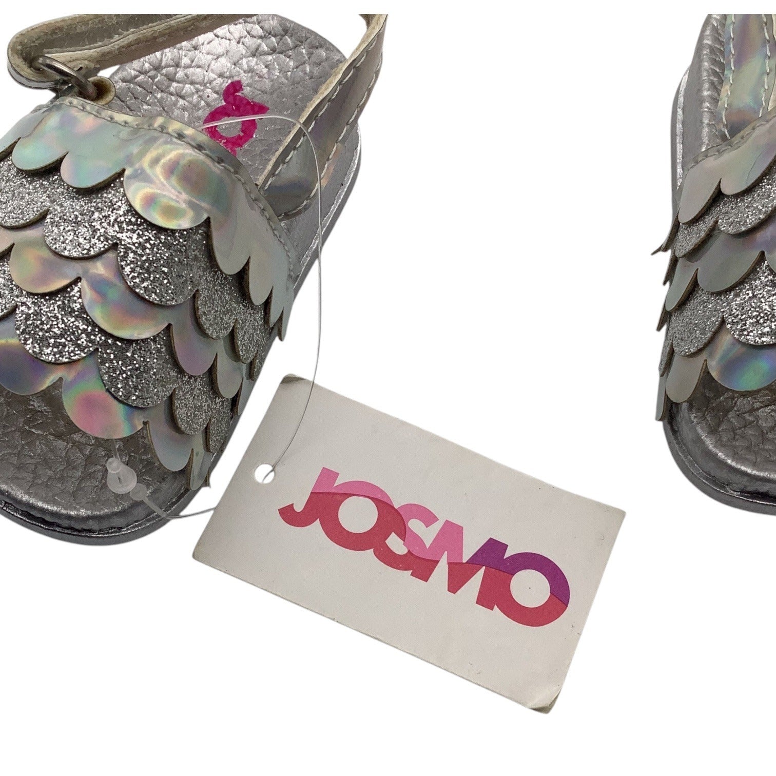 Josmo Baby Girls Silver Glitter Fish Scales Sandals Size 1 Adjustable Strap