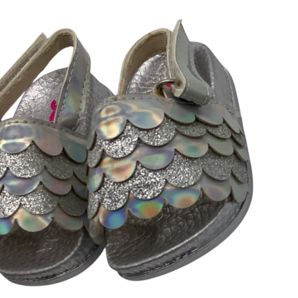 Josmo Baby Girls Silver Glitter Fish Scales Sandals Size 1 Adjustable Strap