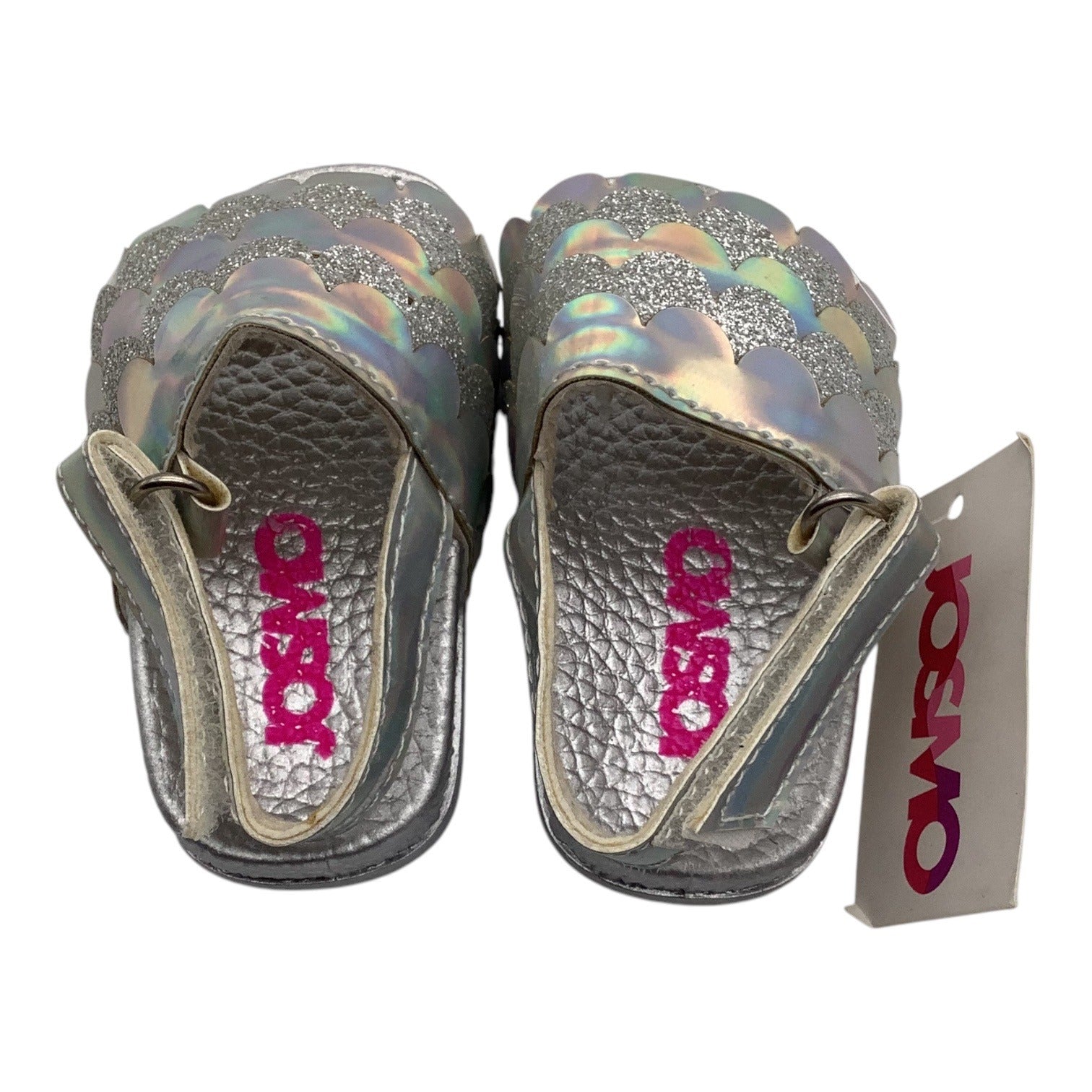 Josmo Baby Girls Silver Glitter Fish Scales Sandals Size 1 Adjustable Strap