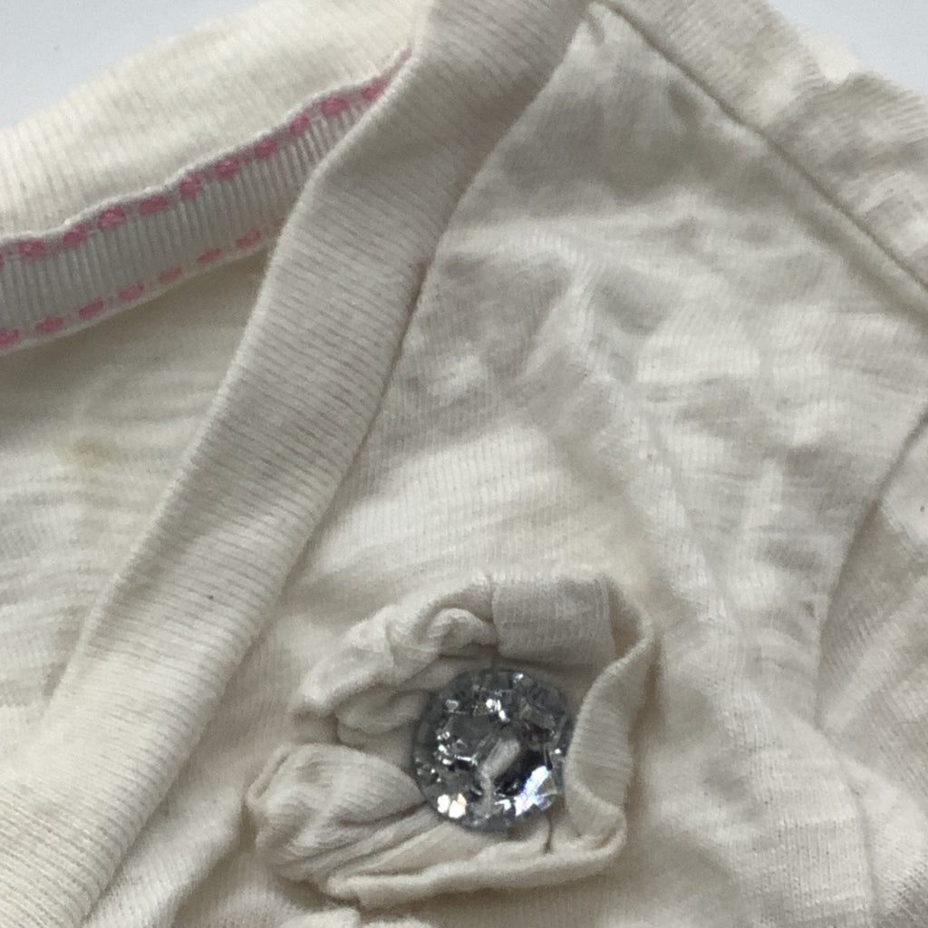 Basic Editions Girls White Shirt With Embellished Flowers Size M 7/8