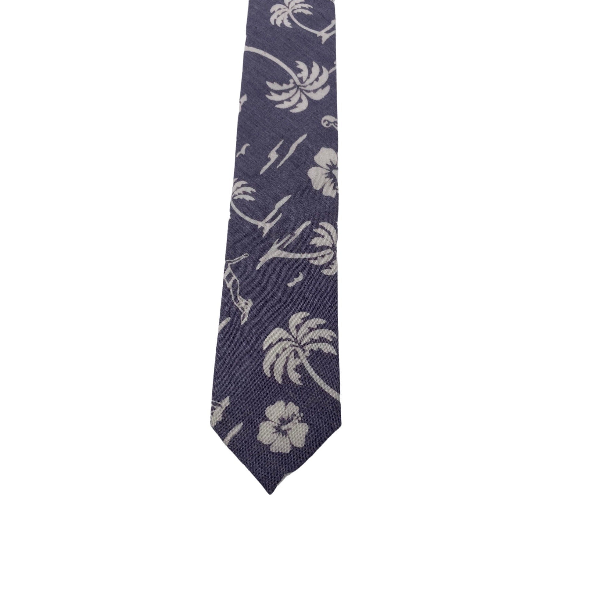 Skinny Tie Madness Mens Floral Skinny Necktie White Grey Cotton 58x2"