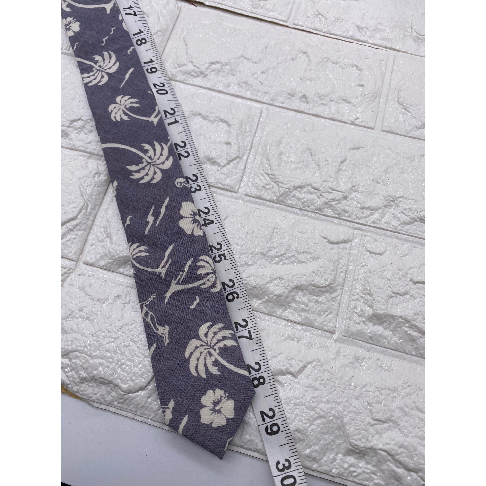 Skinny Tie Madness Mens Floral Skinny Necktie White Grey Cotton 58x2"