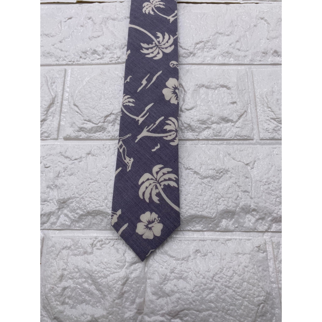 Skinny Tie Madness Mens Floral Skinny Necktie White Grey Cotton 58x2"