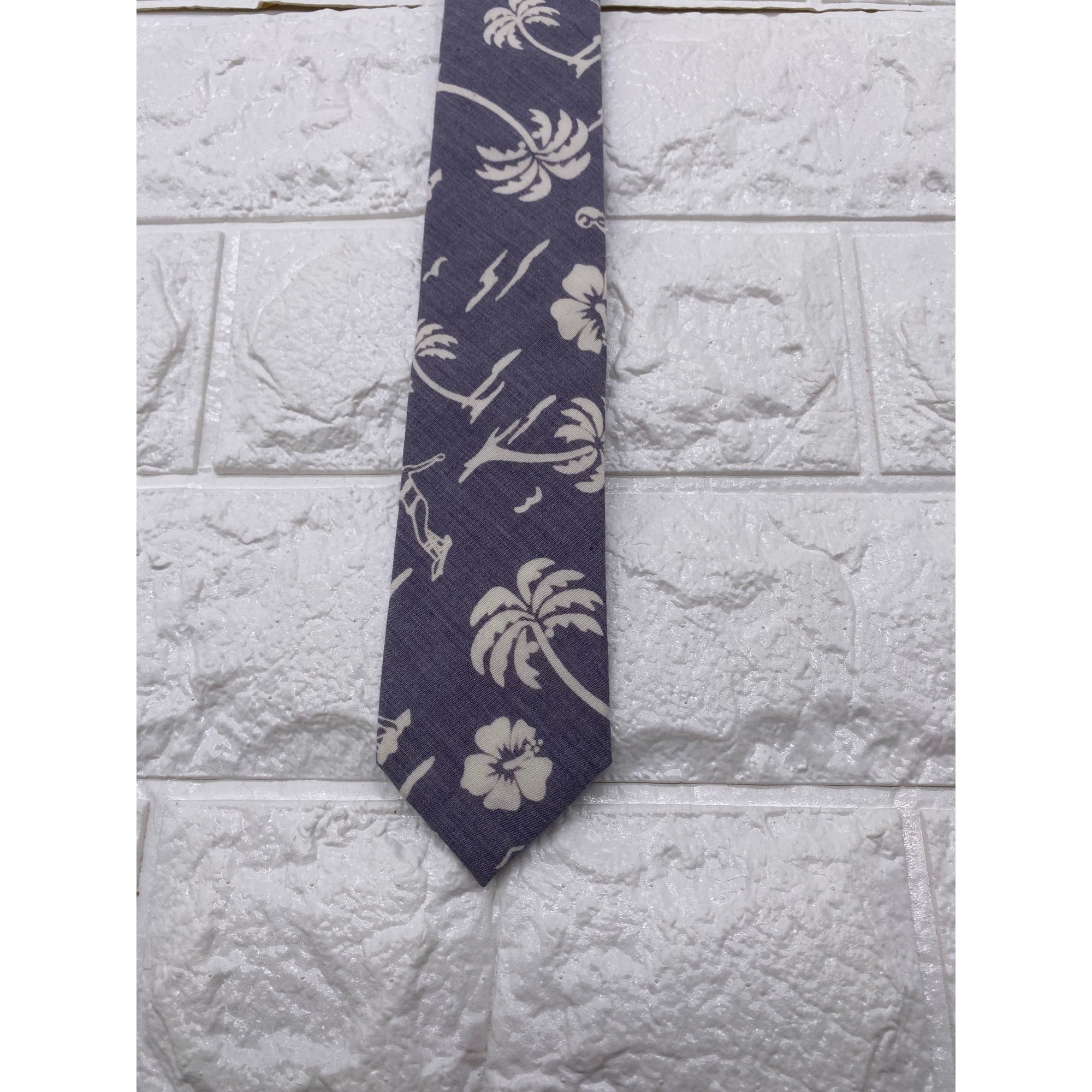 Skinny Tie Madness Mens Floral Skinny Necktie White Grey Cotton 58x2"