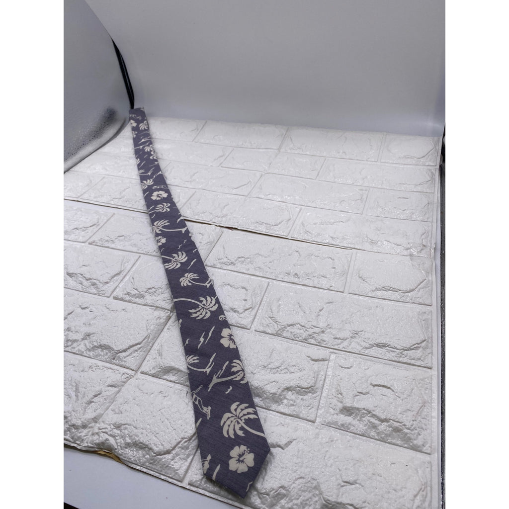 Skinny Tie Madness Mens Floral Skinny Necktie White Grey Cotton 58x2"