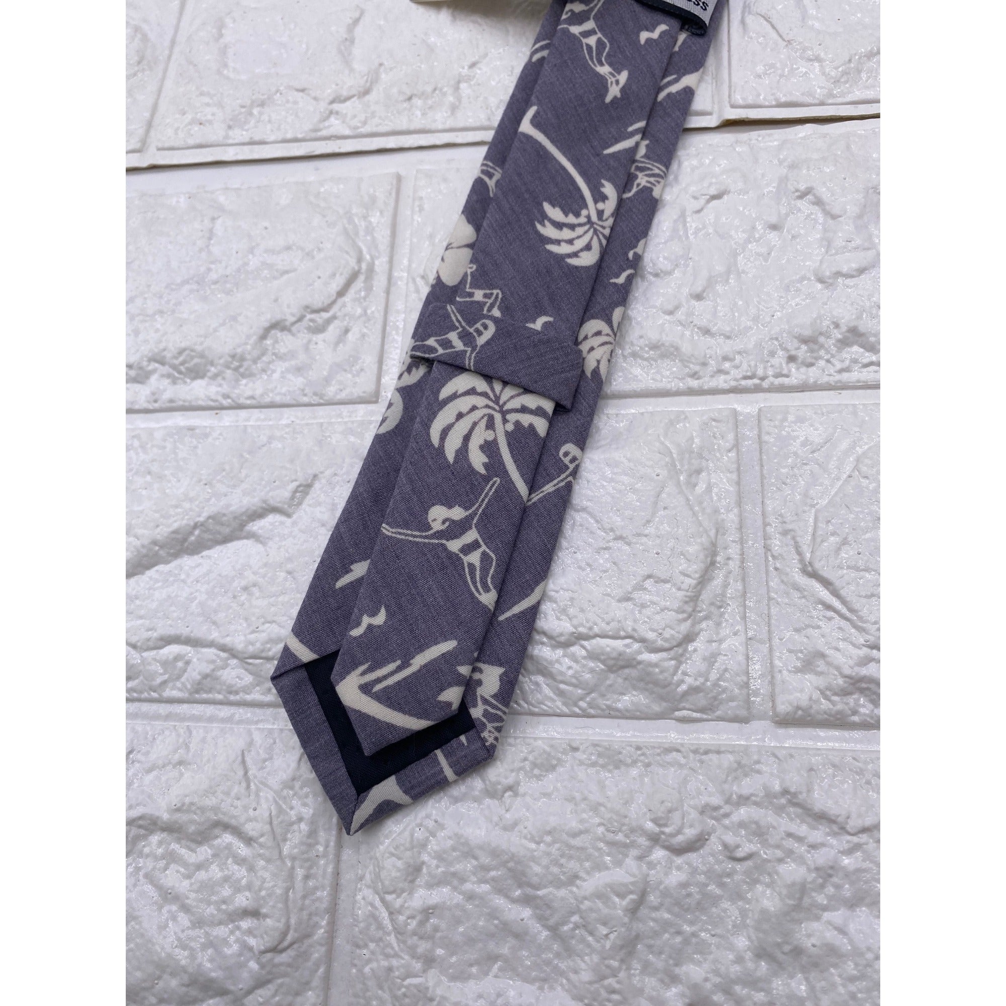 Skinny Tie Madness Mens Floral Skinny Necktie White Grey Cotton 58x2"