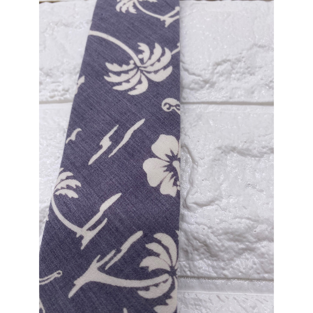 Skinny Tie Madness Mens Floral Skinny Necktie White Grey Cotton 58x2"