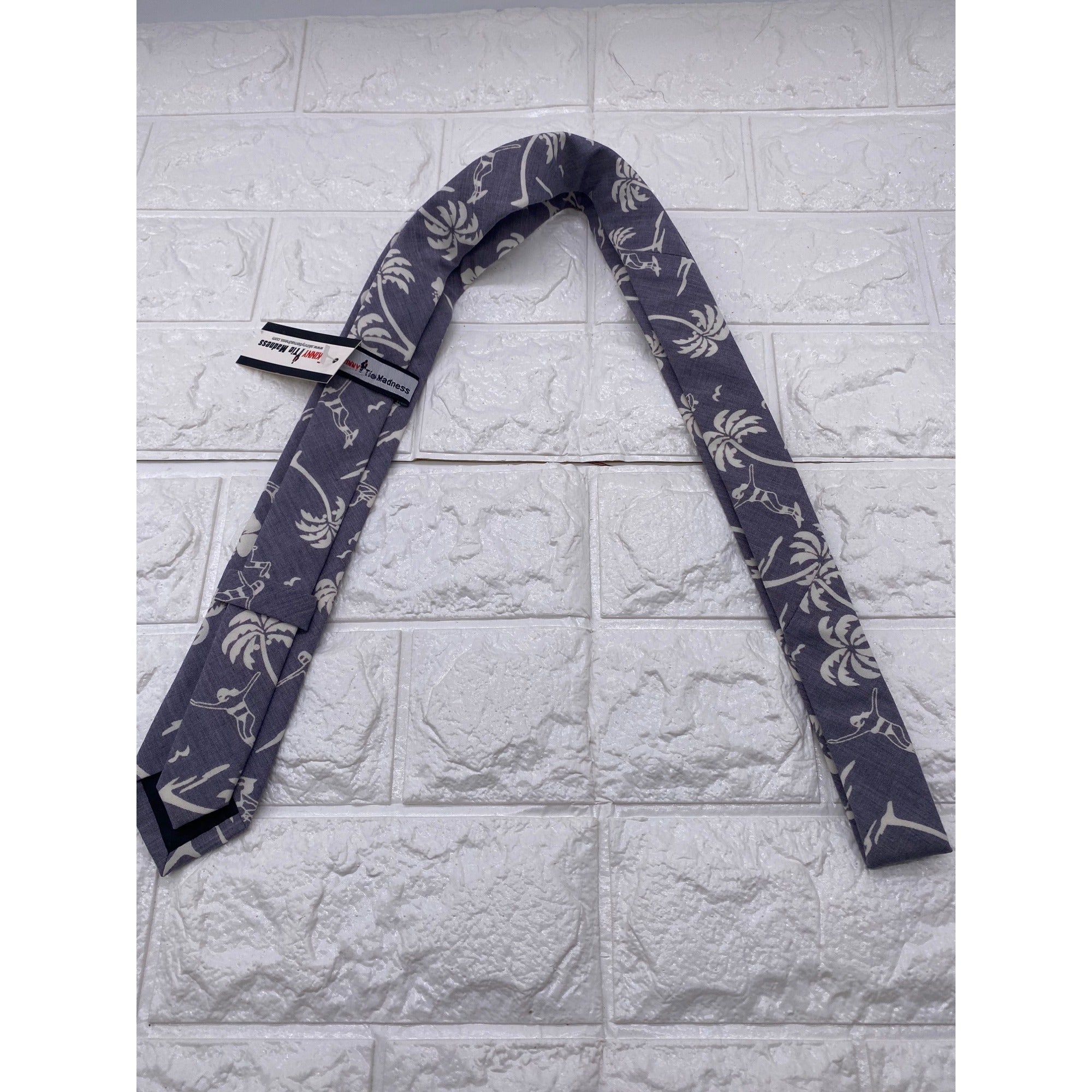 Skinny Tie Madness Mens Floral Skinny Necktie White Grey Cotton 58x2"