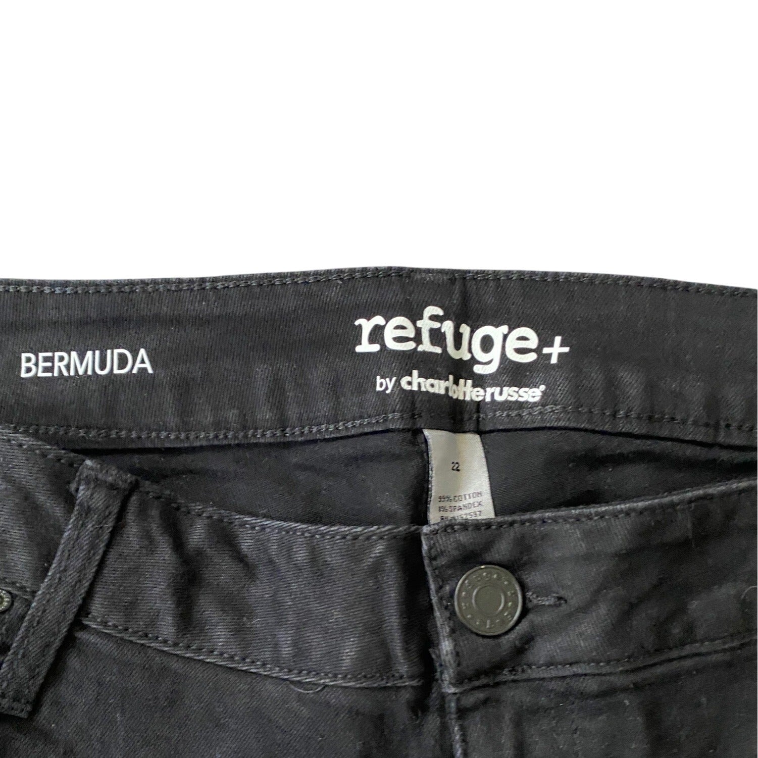 Refuge+ By Charlotte Russe Women’s Black Bermuda Distressed Shorts Size 22 Denim