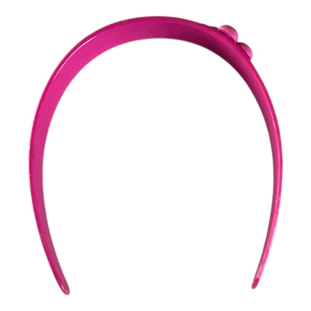Pink Floral Girls Plastic Headband With Glitter Finish & Flower Accent