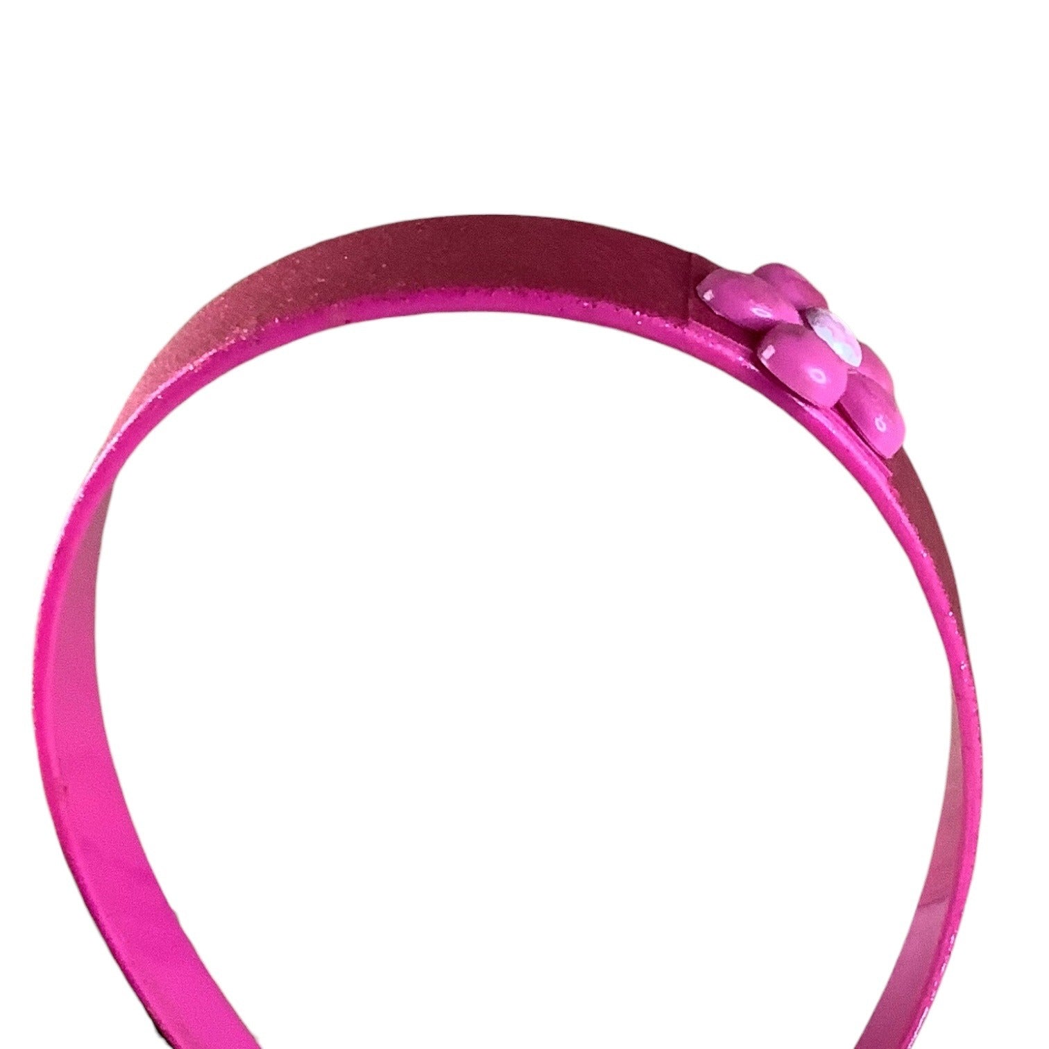 Pink Floral Girls Plastic Headband With Glitter Finish & Flower Accent