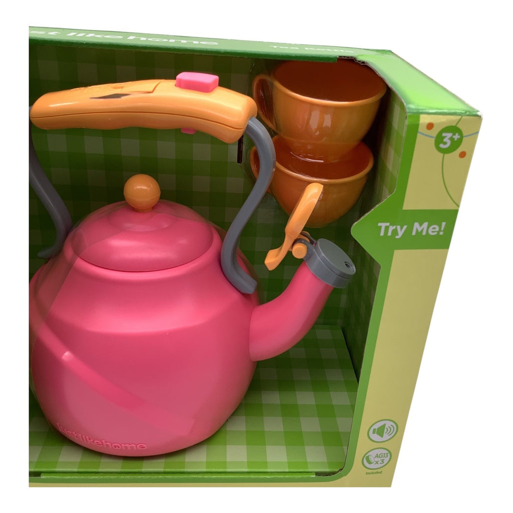 Just Like Home Tea Kettle Toy Set W/ Cups Kids Ages 3+ Pink/Orange Fun Role-Play