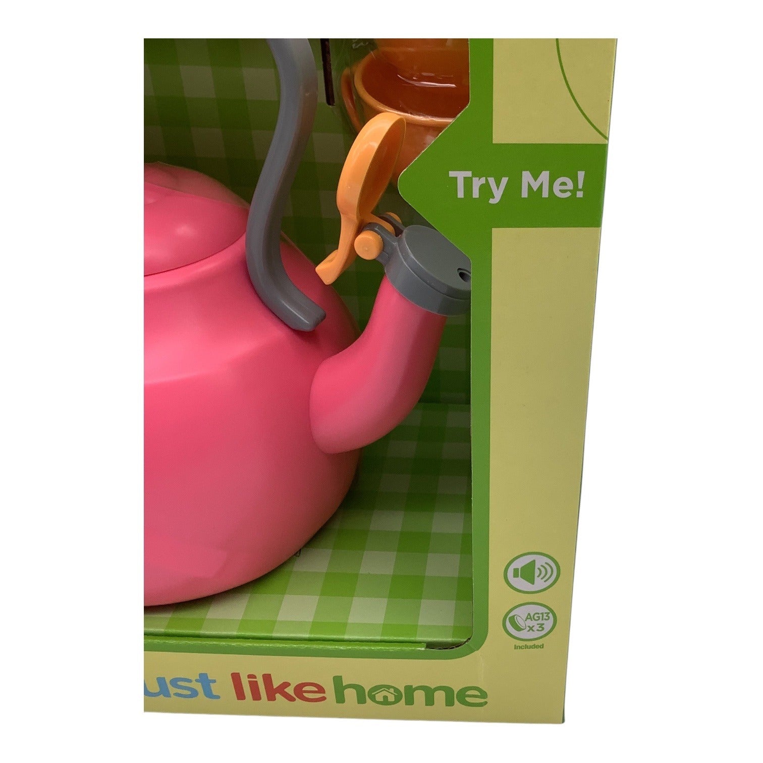 Just Like Home Tea Kettle Toy Set W/ Cups Kids Ages 3+ Pink/Orange Fun Role-Play