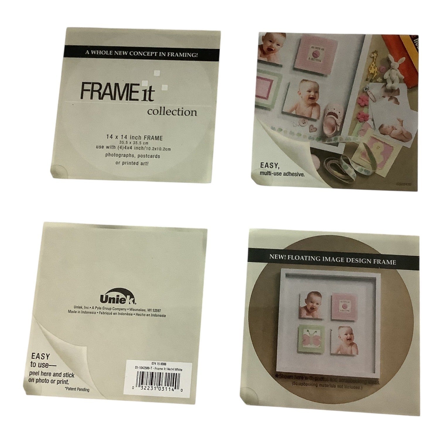 Frame It Collection 14" X 14" Floating Image Design Picture Frame White