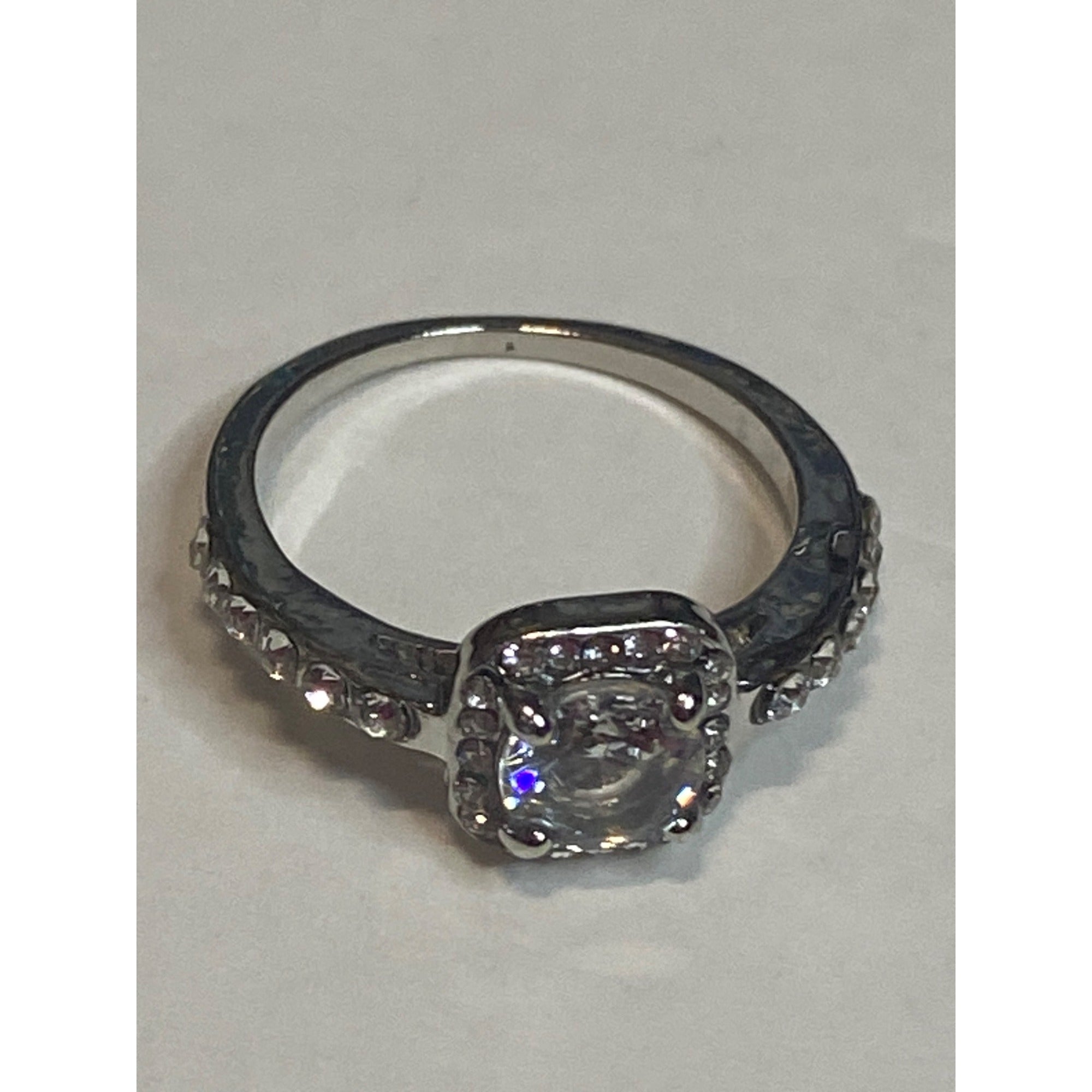 Halo Cushion Cut White Gold Diamond Engagement Ring Size 7 Engagement Bridal Band