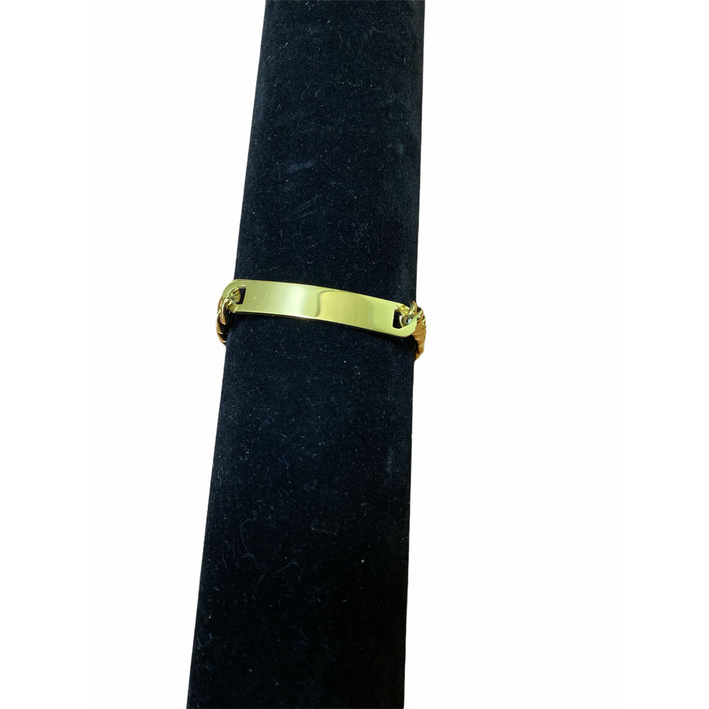 Women's Gold Plated Titanium Steel Cuban Link Chain Bracelet With ID Plate