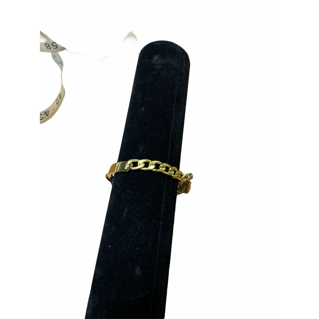 Women's Gold Plated Titanium Steel Cuban Link Chain Bracelet With ID Plate