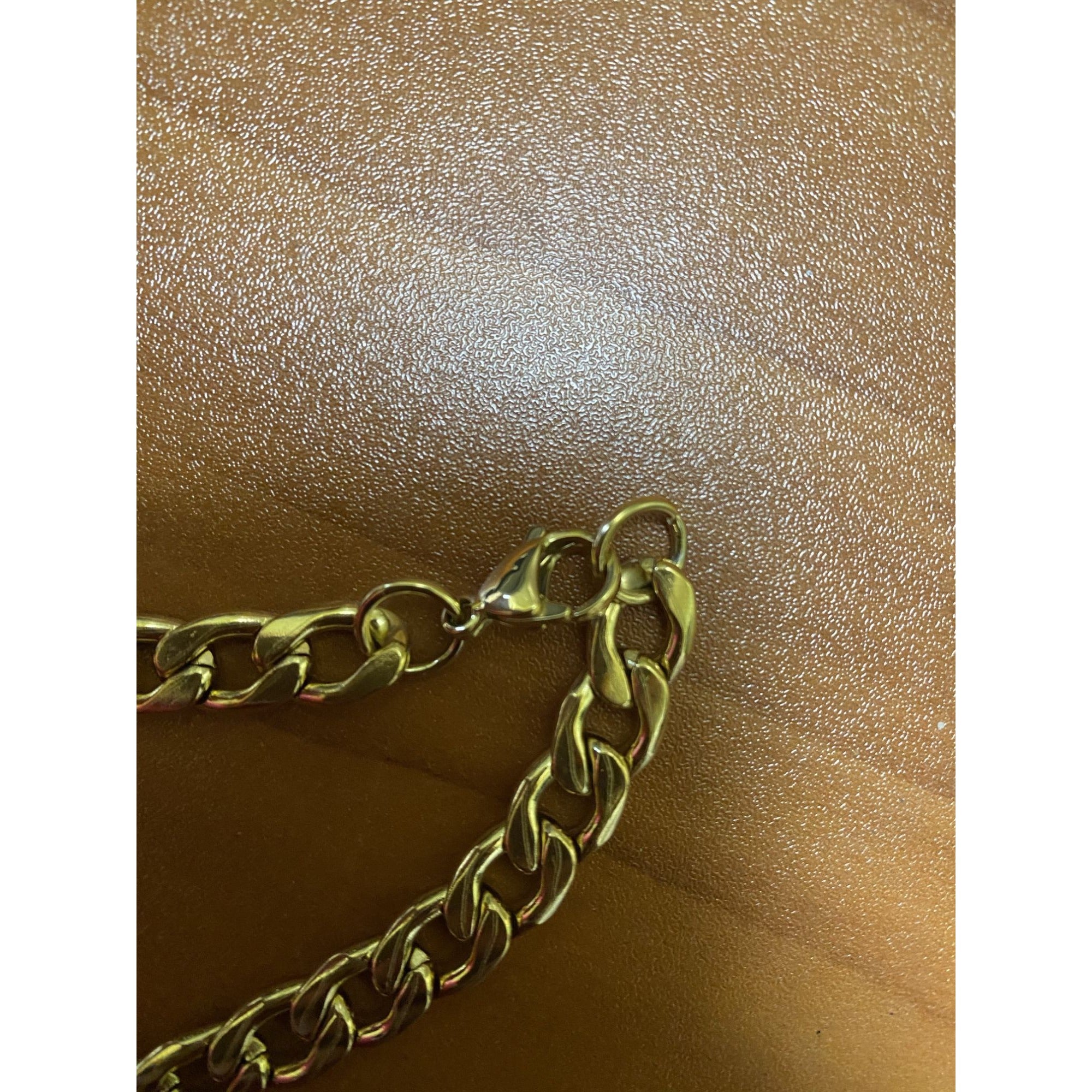 Women's Gold Plated Titanium Steel Cuban Link Chain Bracelet With ID Plate