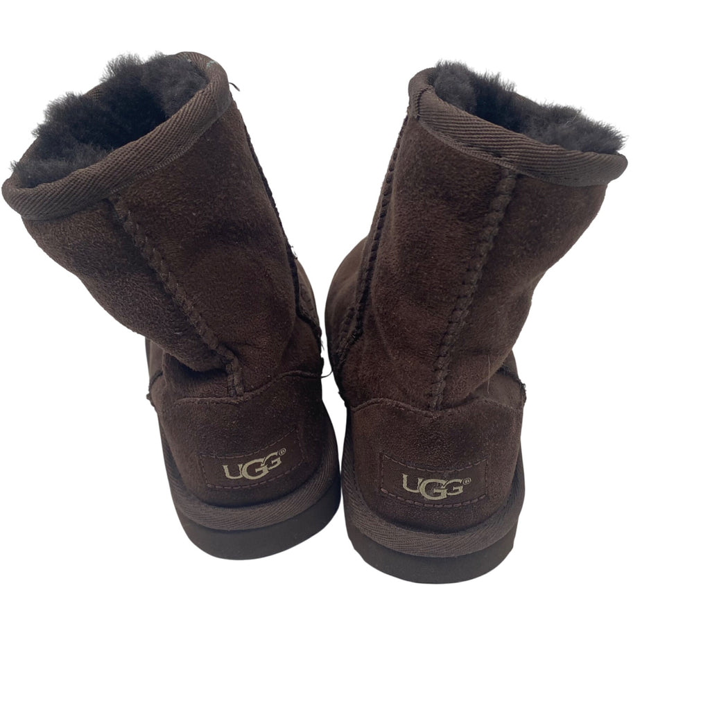 Ugg Girls Brown Suede Mid Calf Boots Size 12 Shearling Lining Outdoor Sole