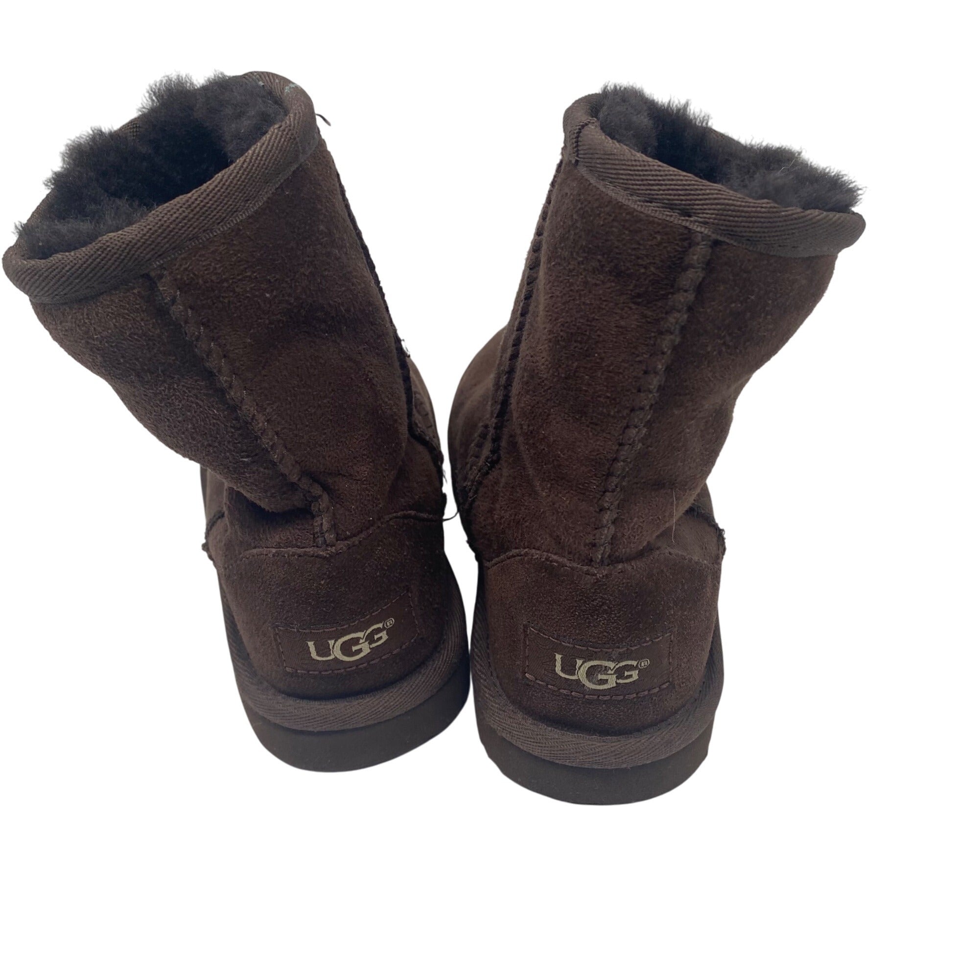 Ugg Girls Brown Suede Mid Calf Boots Size 12 Shearling Lining Outdoor Sole
