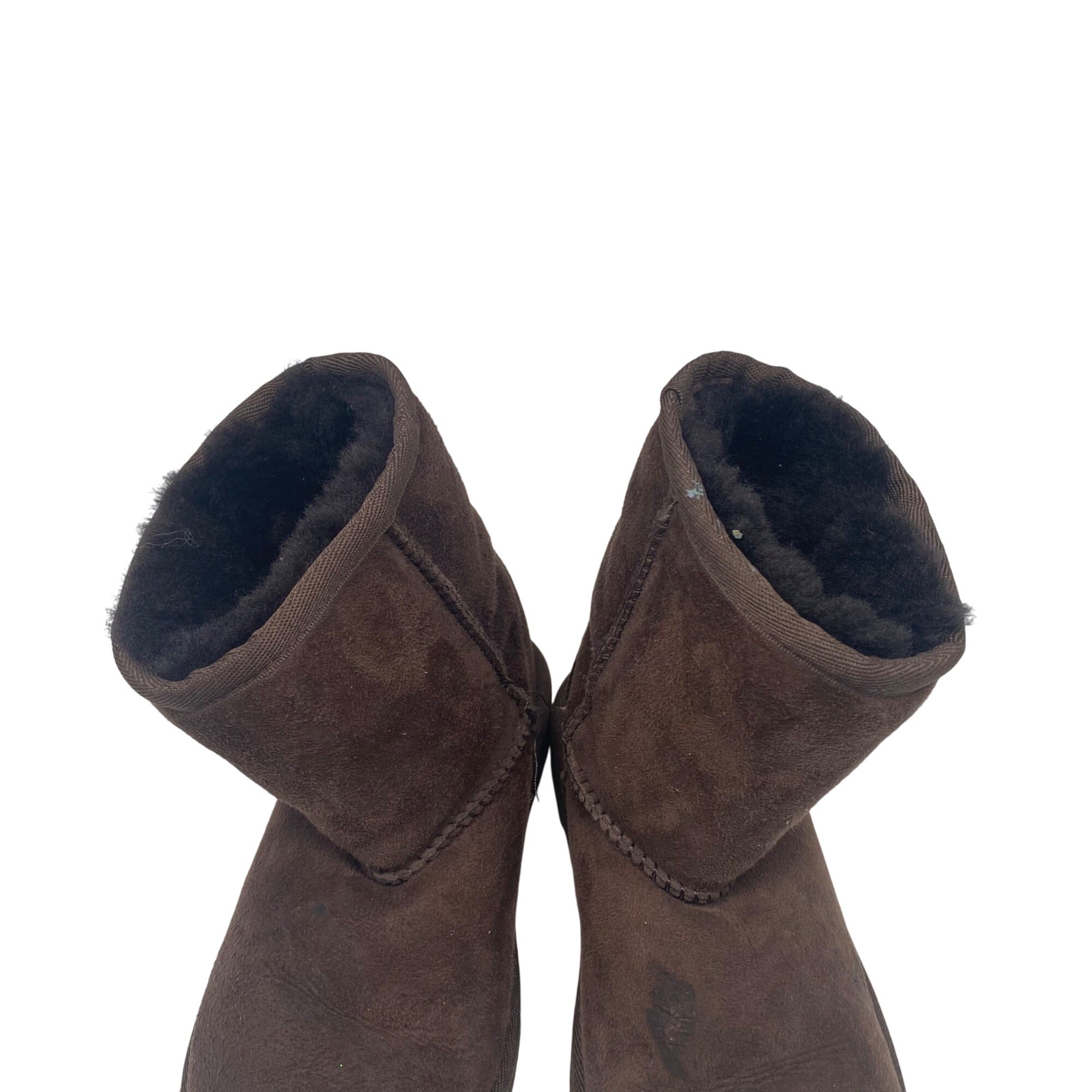 Ugg Girls Brown Suede Mid Calf Boots Size 12 Shearling Lining Outdoor Sole