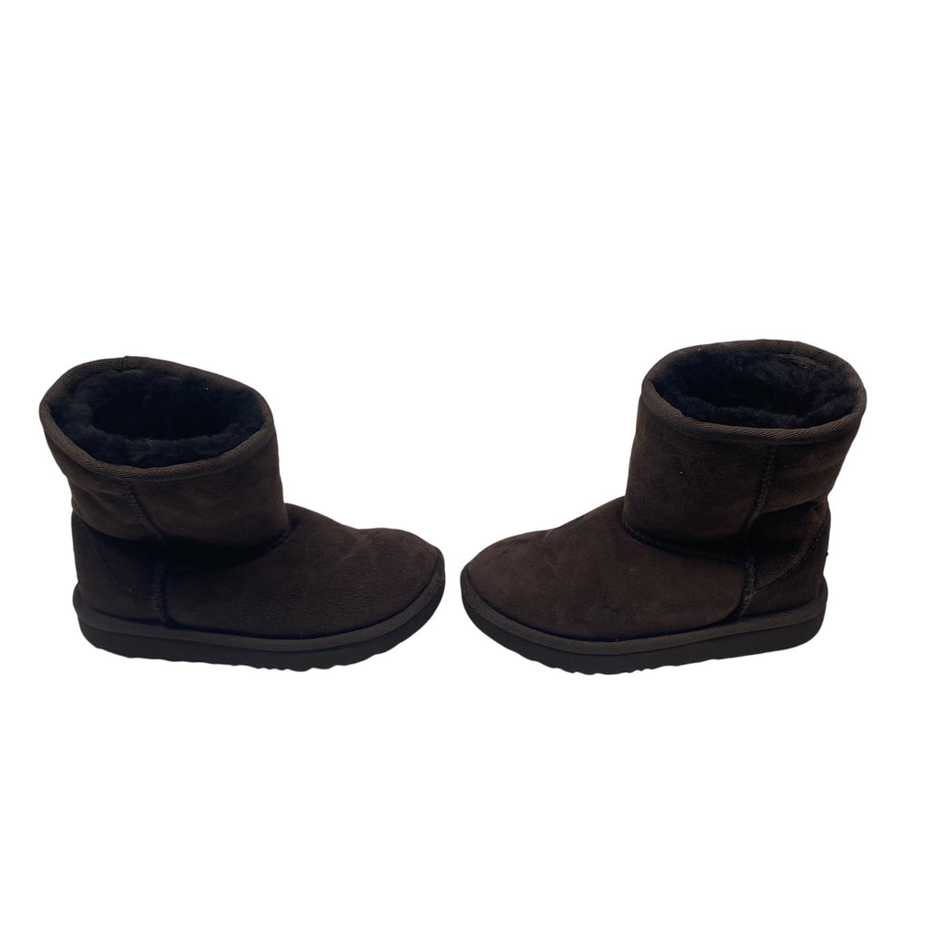 Ugg Girls Brown Suede Mid Calf Boots Size 12 Shearling Lining Outdoor Sole