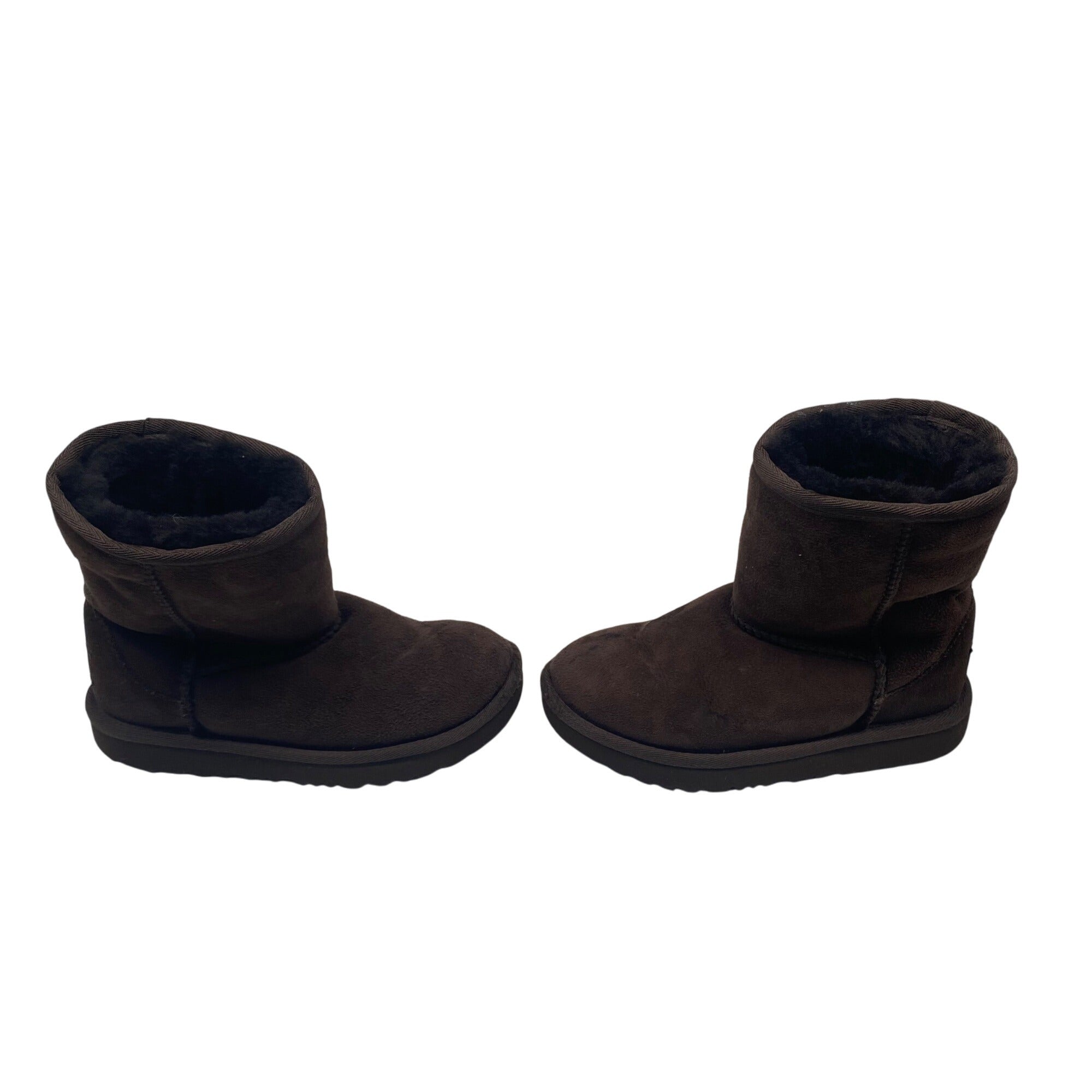 Ugg Girls Brown Suede Mid Calf Boots Size 12 Shearling Lining Outdoor Sole