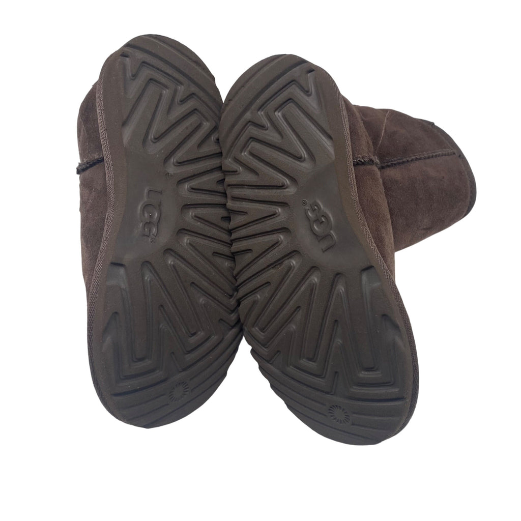 Ugg Girls Brown Suede Mid Calf Boots Size 12 Shearling Lining Outdoor Sole