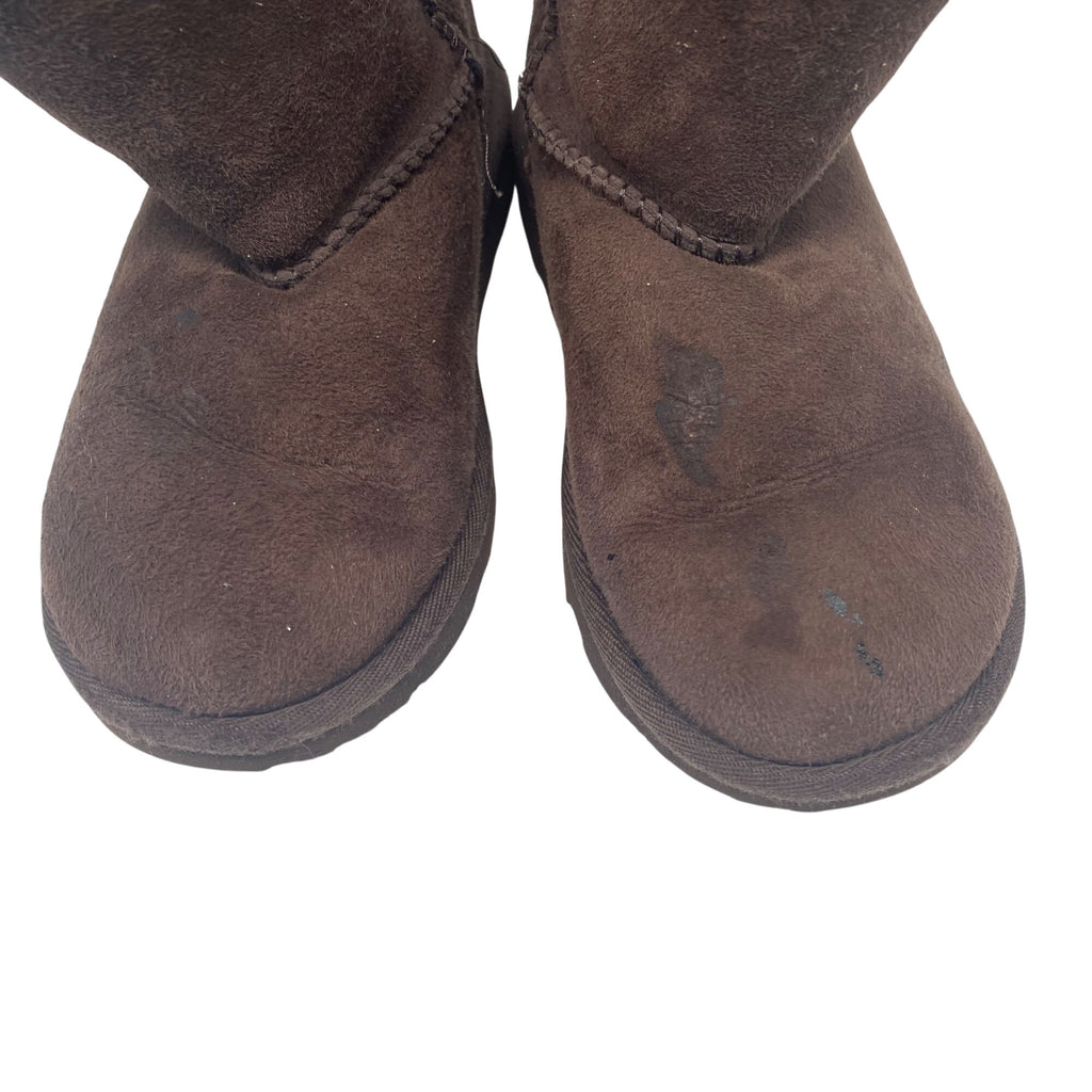 Ugg Girls Brown Suede Mid Calf Boots Size 12 Shearling Lining Outdoor Sole