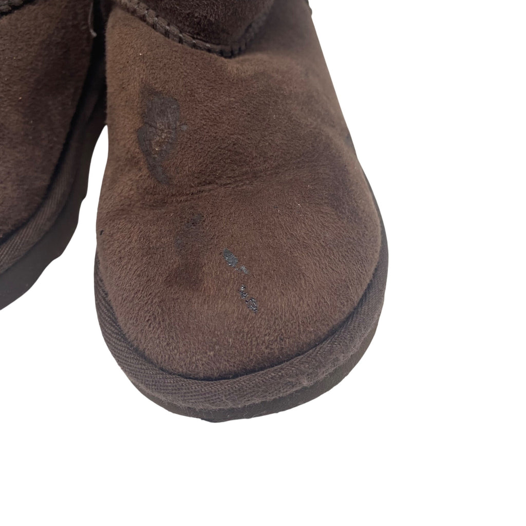 Ugg Girls Brown Suede Mid Calf Boots Size 12 Shearling Lining Outdoor Sole