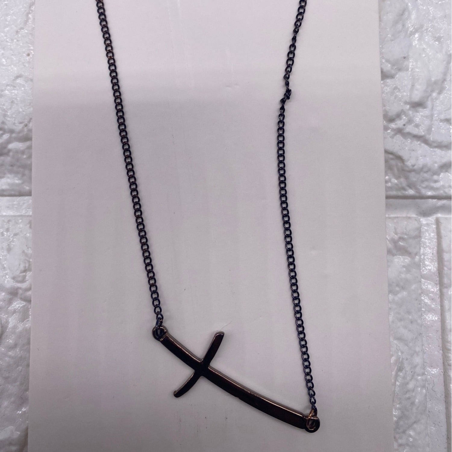 Fashion Leader Unisex Cross Pendant Necklace Copper & Black Adjustable Chain