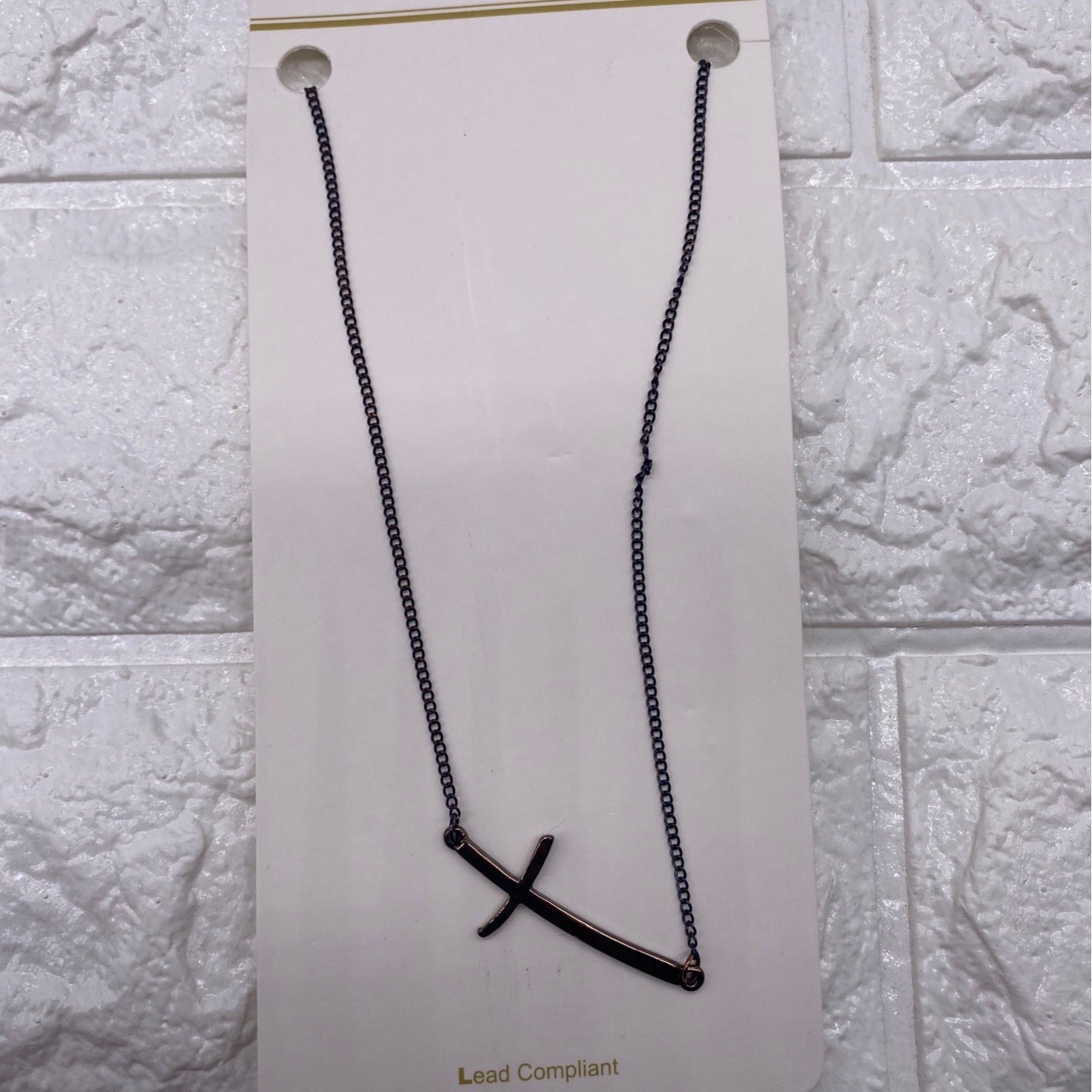 Fashion Leader Unisex Cross Pendant Necklace Copper & Black Adjustable Chain