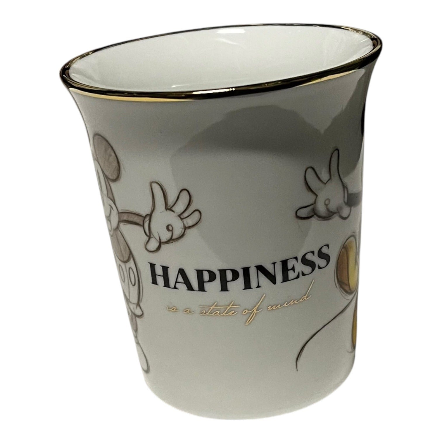 Disney Mickey Mouse "Happiness is a State of Mind" Gold trimmed Mug