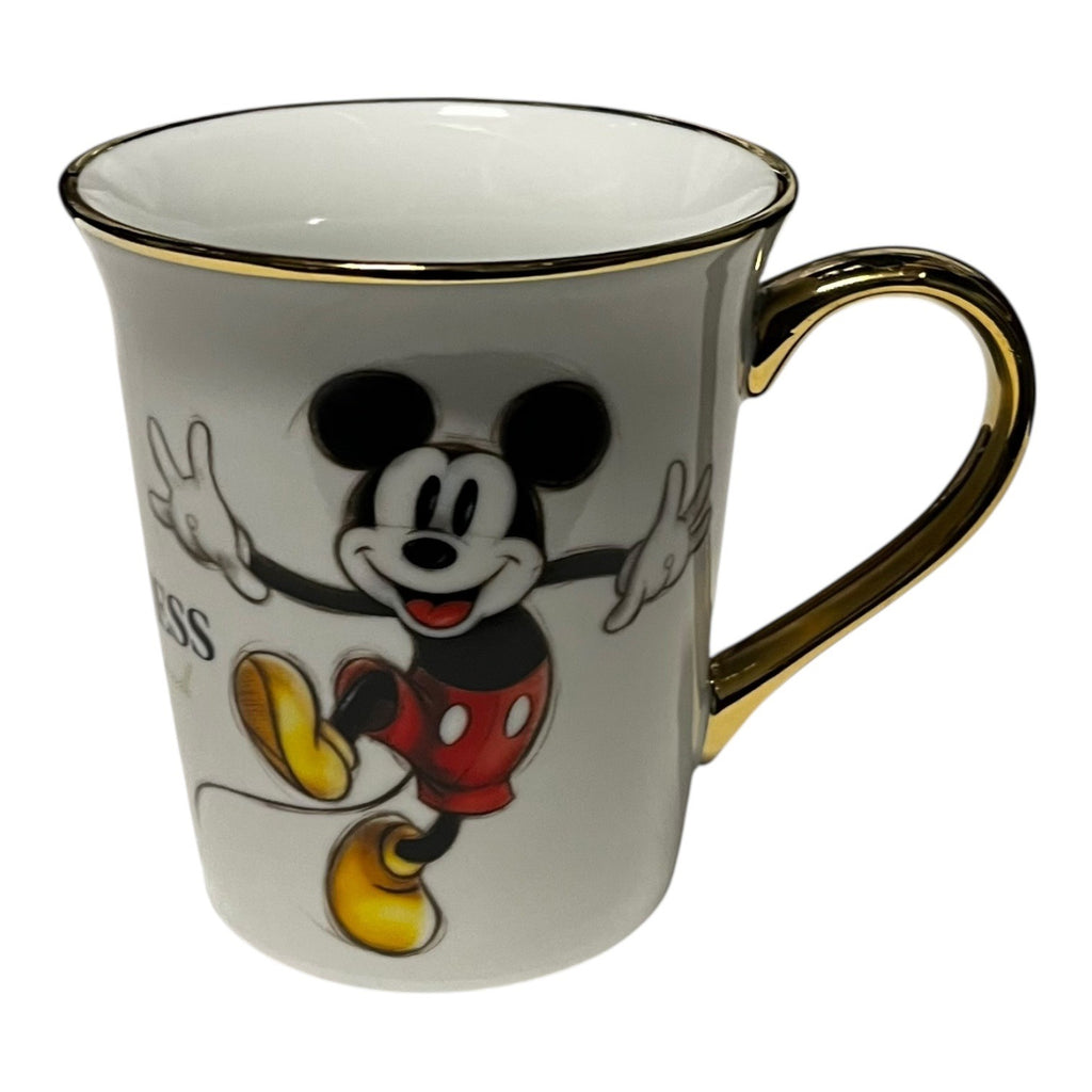 Disney Mickey Mouse "Happiness is a State of Mind" Gold trimmed Mug